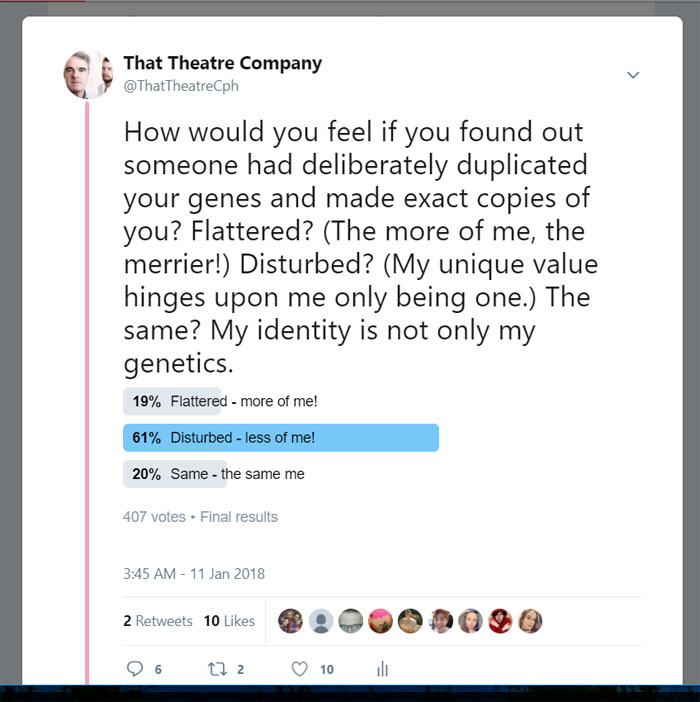 Tweet with survey on human cloning